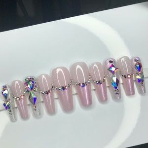 Luxury Blinged Baby Pink Gel Press On Nails
